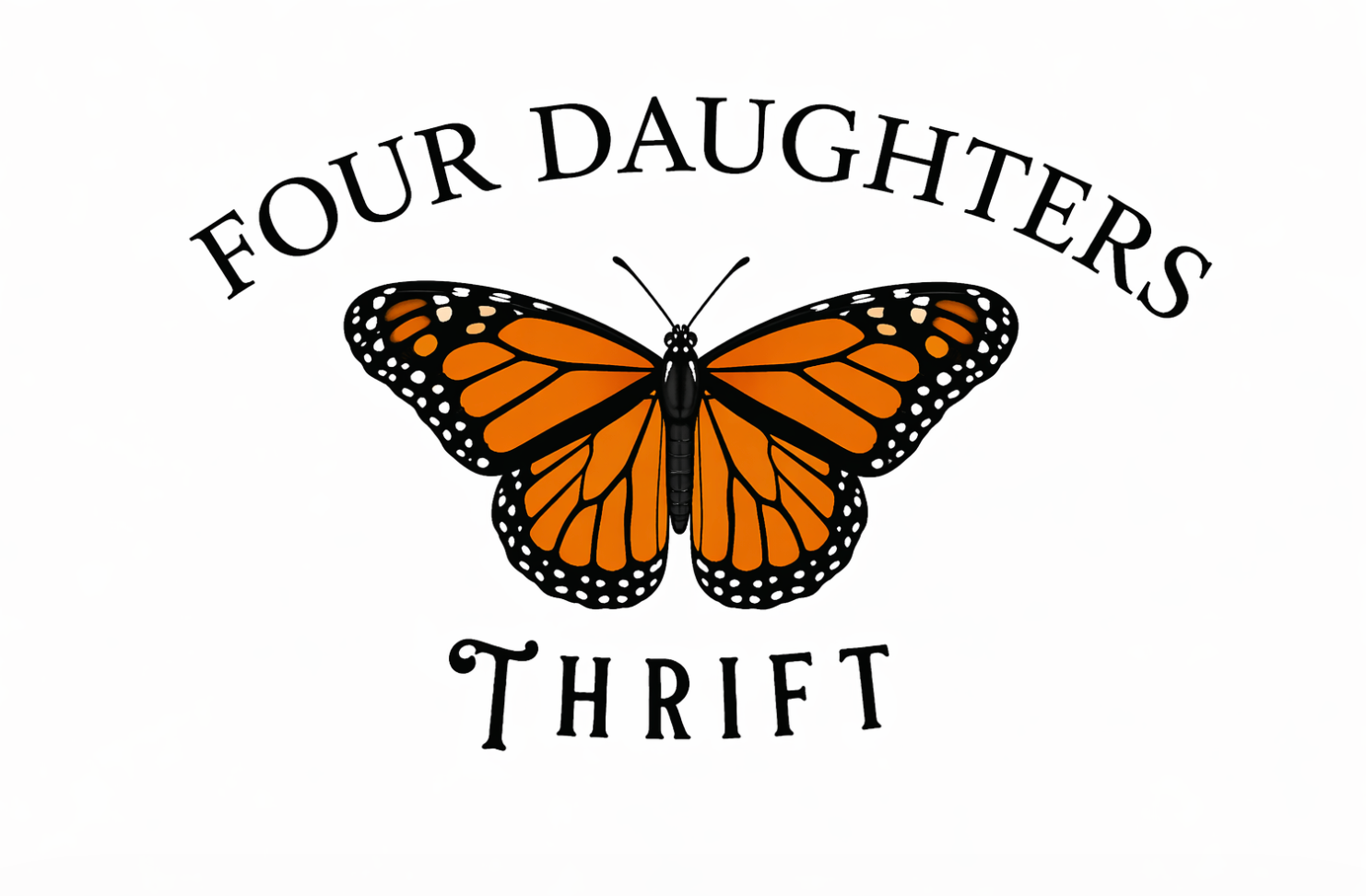 Four Daughters Thrift — monarch butterfly logo